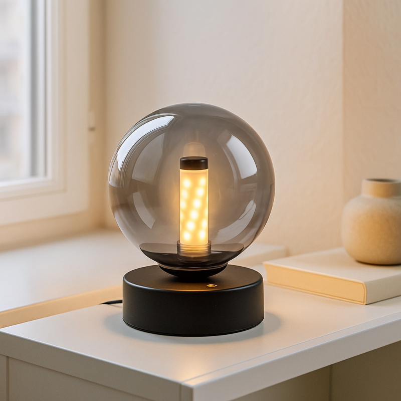 Moderne aufladbare Tischlampe Schwarz, Theo, 2W, 3000K LED, IP44, 3-stufig dimmbar Moderne aufladbare Tischlampe Schwarz, Theo, 2W, 3000K LED, IP44, 3-stufig dimmbar