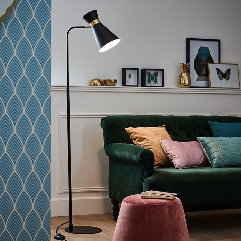 Moderne Stehlampe Gold, Albane, mit Schalter Moderne Stehlampe Gold, Albane, mit Schalter