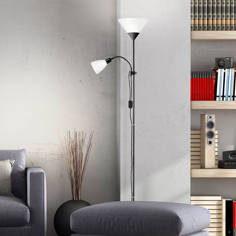 Aluminium Leselampe Stehlampe Schwarz, Josephina, mit Schalter Aluminium Leselampe Stehlampe Schwarz, Josephina, mit Schalter