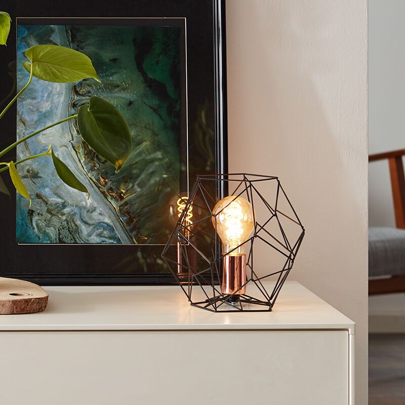 Industrielle Tischleuchte Kupfer, Noelle, mit Schalter