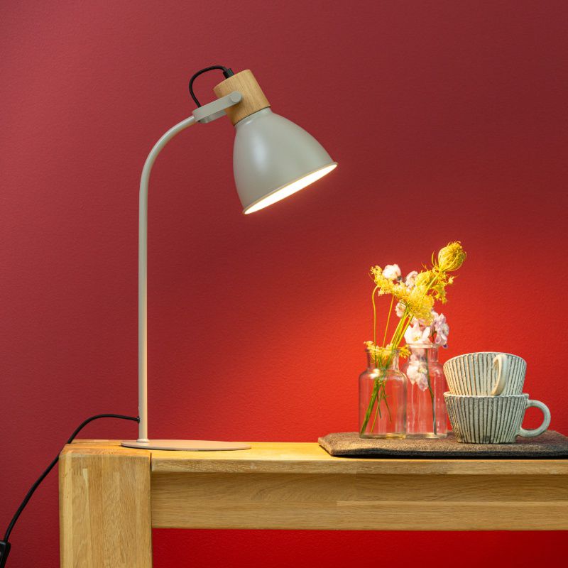 Landhaus Tischleuchte Taupe, Thalina, mit Schalter