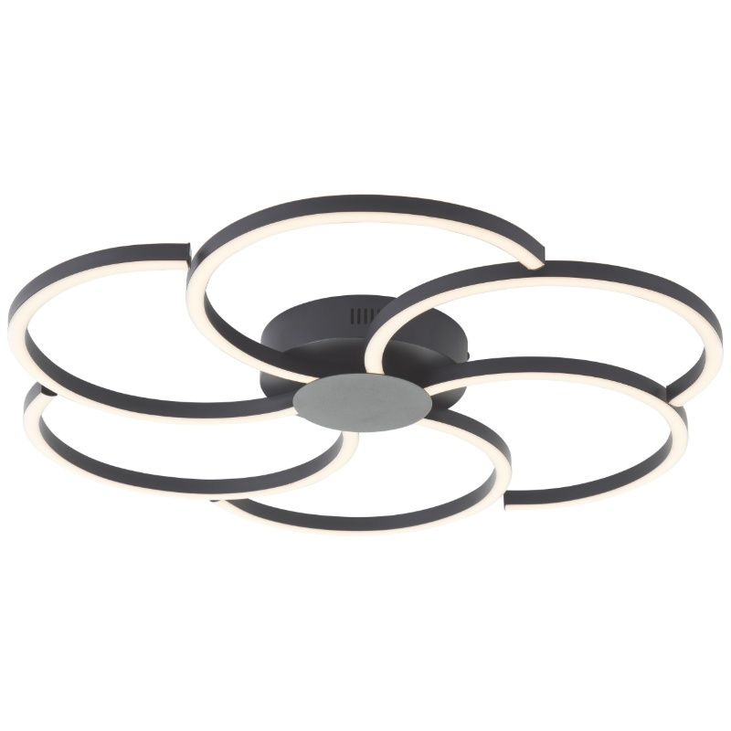 Design Deckenleuchte Schwarz, Somia, 32W, warm- bis kaltweiß einstellbare LED, mit Fernbedienung