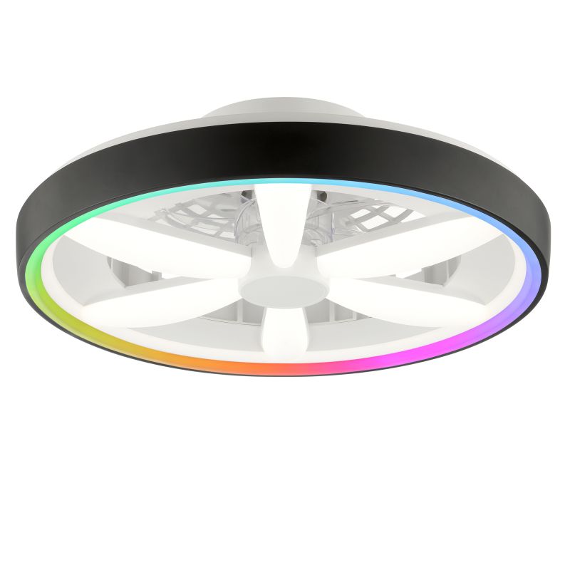 Kunststoff Deckenventilator Schwarz, Roos, 48W, RGBW LED, mit Fernbedienung Kunststoff Deckenventilator Schwarz, Roos, 48W, RGBW LED, mit Fernbedienung