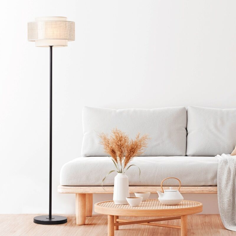 Landhaus Stehlampe Beige, Gerbert, mit Schalter Landhaus Stehlampe Beige, Gerbert, mit Schalter