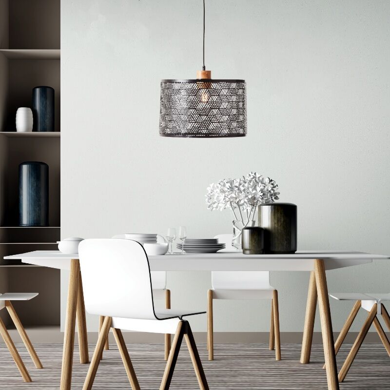 Holz Pendelleuchte Esszimmer Schwarz, Sherona
