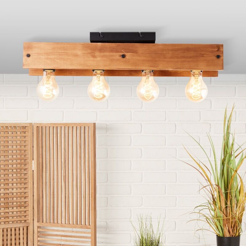Holz Deckenleuchte Braun, Rasha Holz Deckenleuchte Braun, Rasha