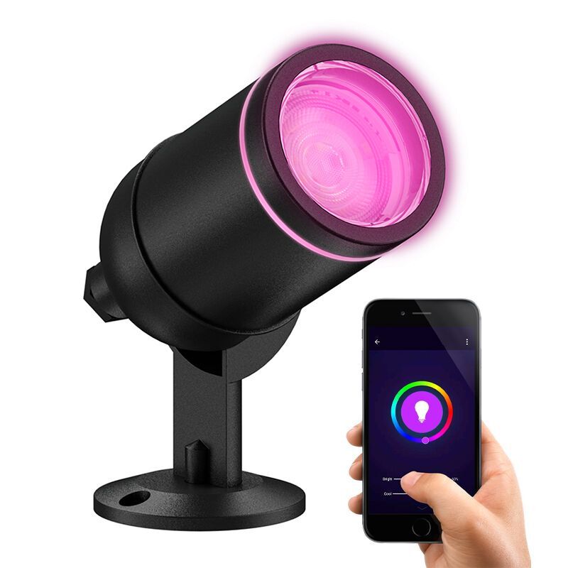 Schwarze Smart Außenleuchte Aluminium, Halo, 4W, RGBW LED, IP54 Schwarze Smart Außenleuchte Aluminium, Halo, 4W, RGBW LED, IP54