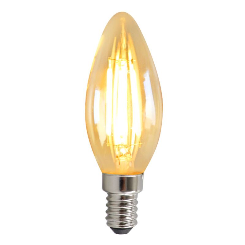 Dimmbare E14 LED Kerze, 3w, Bernstein Glas, 2200K