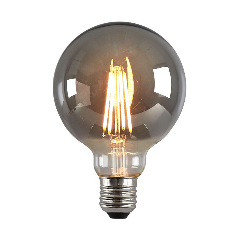 Dimmbare E27 LED Lampe, G95, 5W, Rauchglas, 2200K