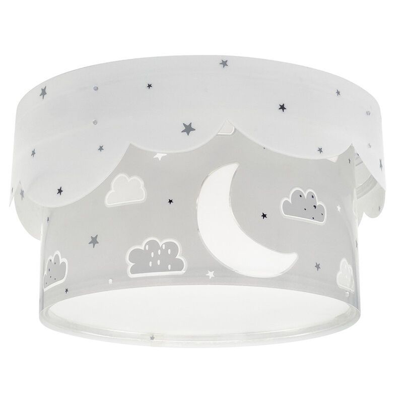 Graue Kinderzimmer Deckenleuchte Kunststoff, Moon