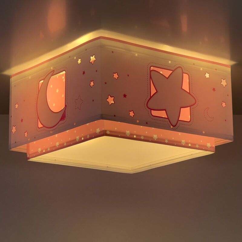 Rosa Kinderzimmer Deckenleuchte Kunststoff, Moon and stars Rosa Kinderzimmer Deckenleuchte Kunststoff, Moon and stars