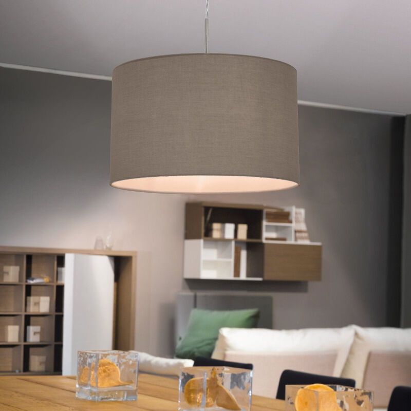 Taupe moderne Pendelleuchte Stoff, Abano
