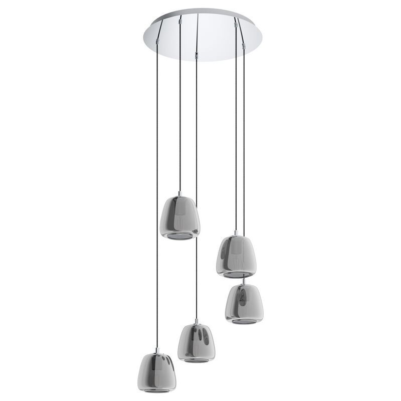 Chrom Pendelleuchte Rauchglas, Gauke