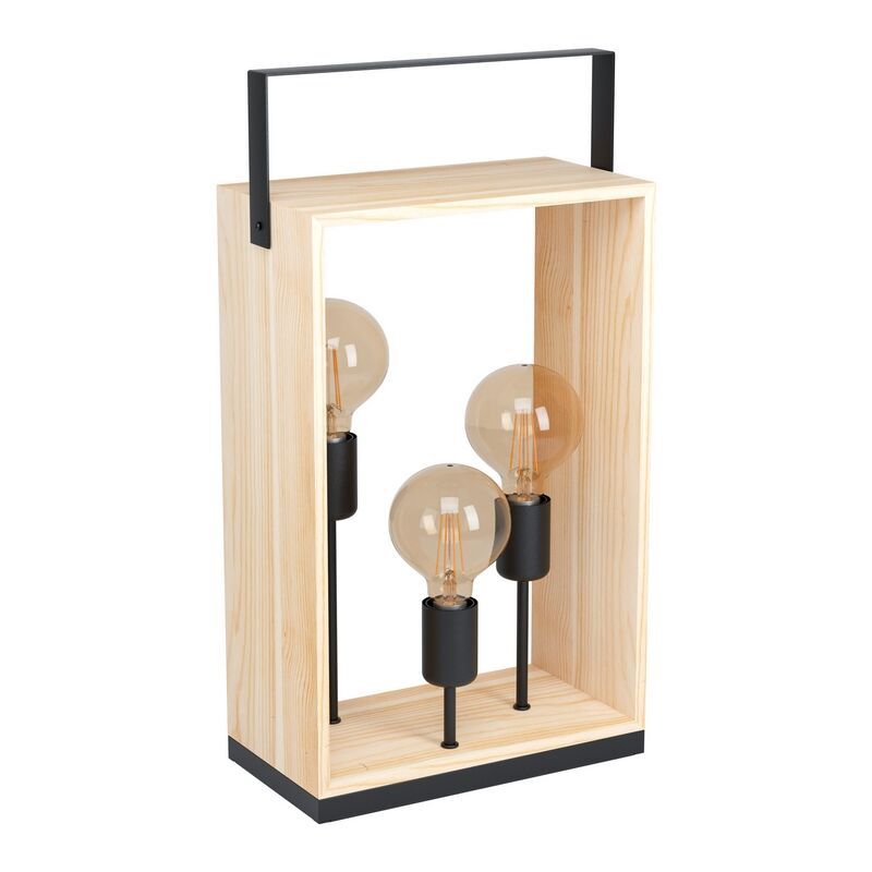 Holz Tischleuchte Schwarz, Olaf, mit Schalter Holz Tischleuchte Schwarz, Olaf, mit Schalter