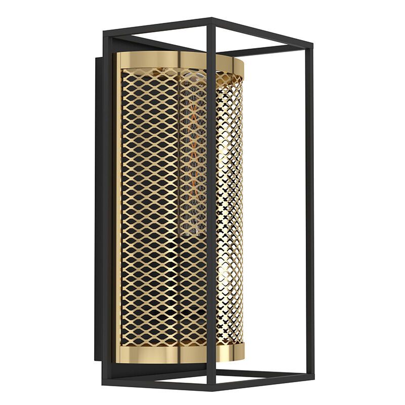 Schwarze industrielle Wandleuchte Aluminium, Mauricio