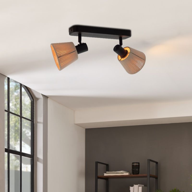 Creme landhaus Deckenstrahler Stoff, Serah Creme landhaus Deckenstrahler Stoff, Serah