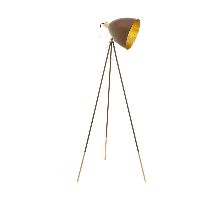 Goldene moderne Stativlampe Stahl, Maick, mit Zugschalter
