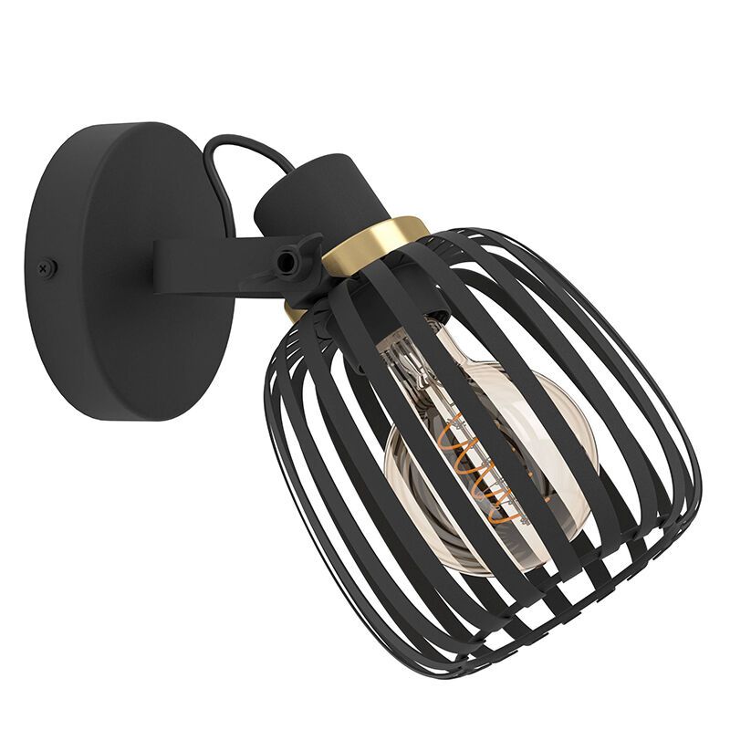 Schwarze industrielle Wandstrahler Stahl, Giovanni