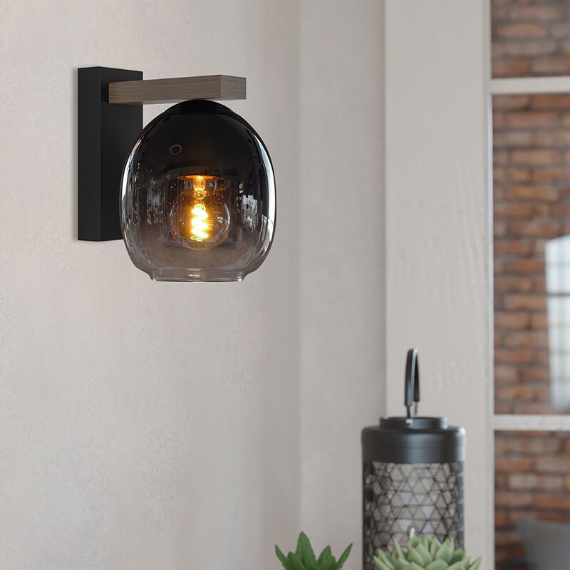 Braune moderne Wandleuchte Holz, Frida