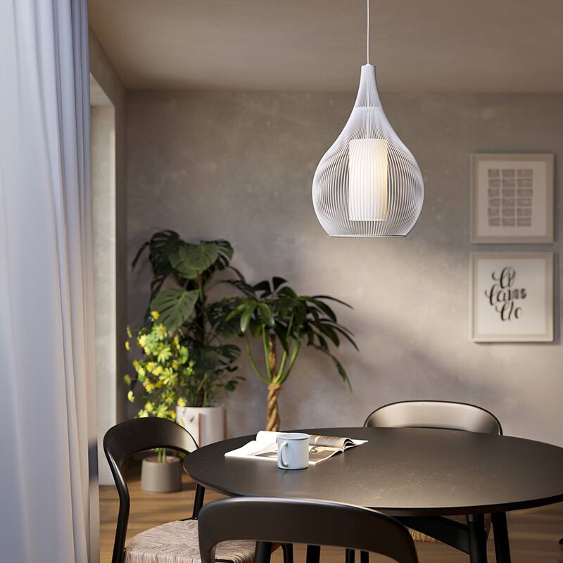 Weiße industrielle Pendelleuchte Glas, Maritima
