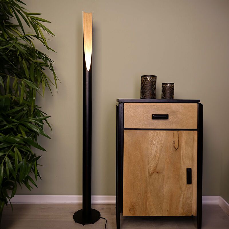 Braune moderne Stehlampe Aluminium, Aloysius, mit Schalter