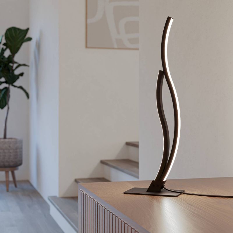 Schwarze design Tischleuchte Stahl, Tevin, 12W, 4000K LED, mit Schalter Schwarze design Tischleuchte Stahl, Tevin, 12W, 4000K LED, mit Schalter