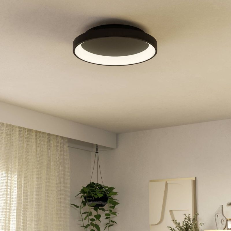 Schwarze moderne Deckenleuchte Kunststoff, Shauni, 12W, warm- bis kaltweiß einstellbare LED, mit Fernbedienung Schwarze moderne Deckenleuchte Kunststoff, Shauni, 12W, warm- bis kaltweiß einstellbare LED, mit Fernbedienung