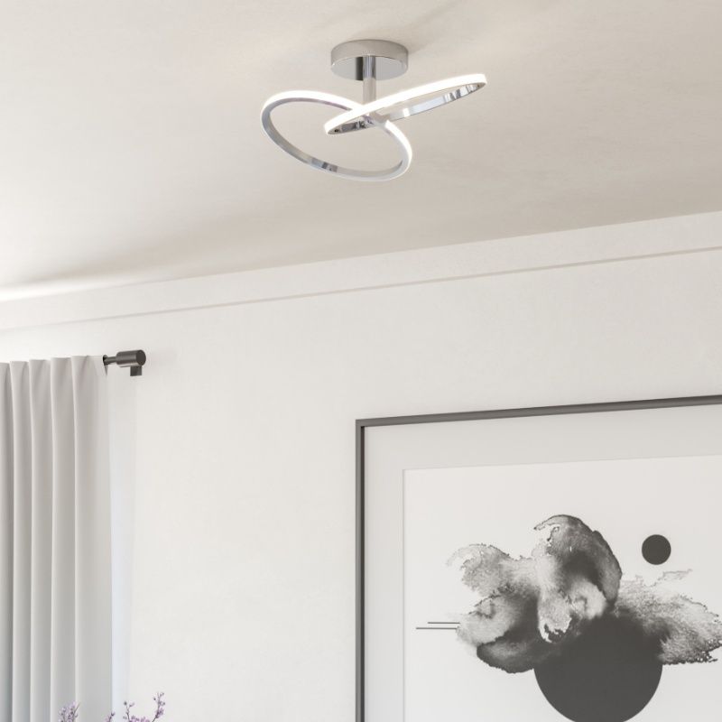 Chrom design Deckenleuchte Stahl, Minh, 12W, White Switch LED