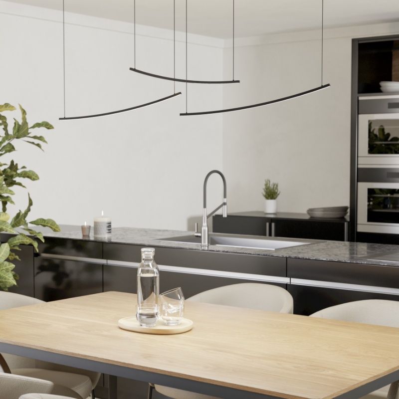 Schwarze moderne Pendelleuchte Kunststoff, Vilko, 22W, White Switch LED