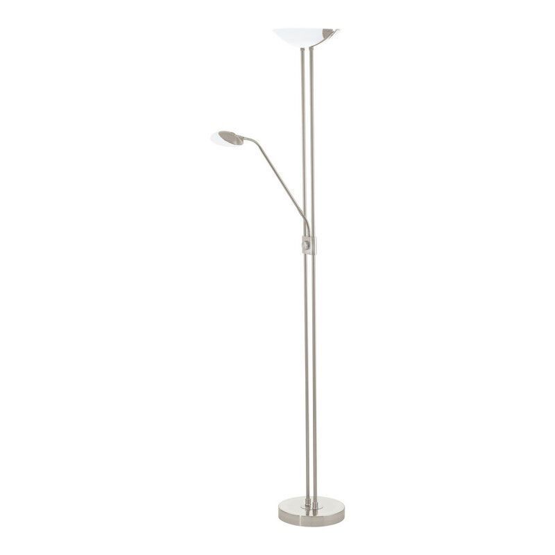 Nickel design Leselampe Stehlampe Glas, Brava, 20W, 3000K LED, mit Schalter