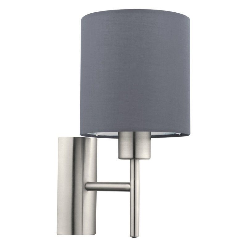 Graue moderne Wandleuchte Stoff, Abano, mit Schalter