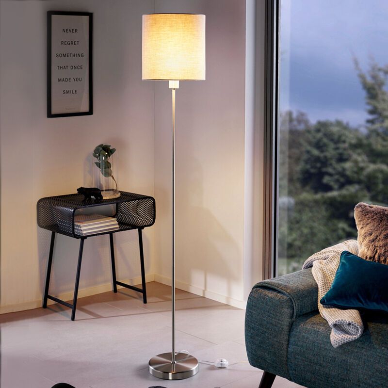 Taupe moderne Stehlampe Stoff, Abano, mit Schalter
