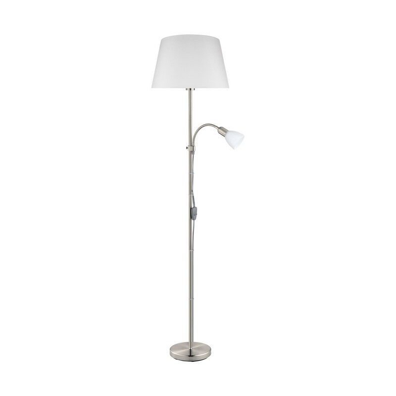 Nickel Leselampe Stehlampe Stoff, Arris, mit Schalter