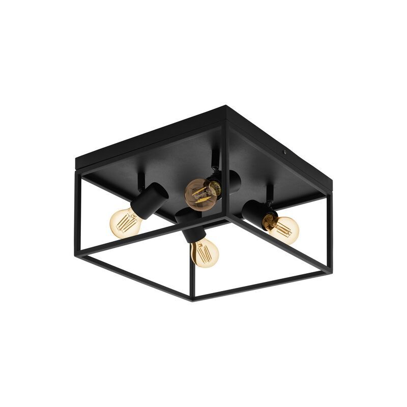 Schwarze industrielle Deckenlampe Stahl, Tyrza Schwarze industrielle Deckenlampe Stahl, Tyrza