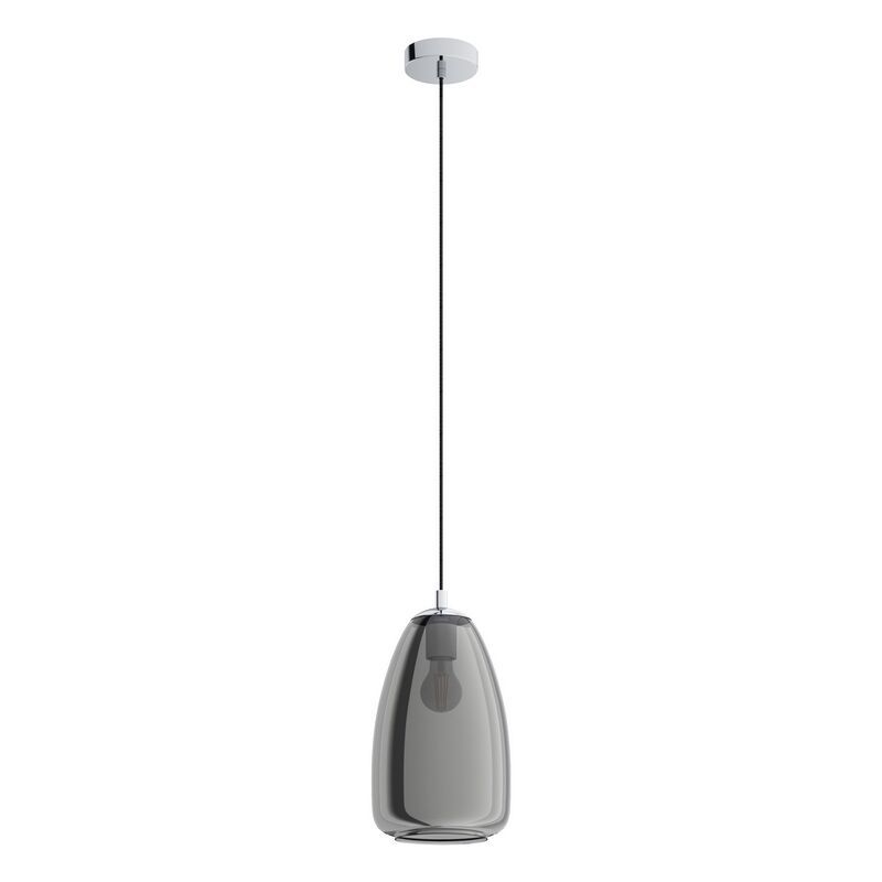 Chrom Pendelleuchte Rauchglas, Fredericus Chrom Pendelleuchte Rauchglas, Fredericus
