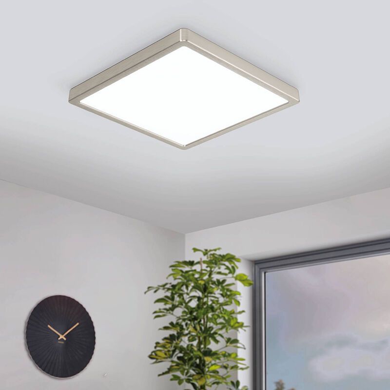 Nickel Smart Deckenleuchte Kunststoff, Geraldo, 19,5W, warm- bis kaltweiß einstellbare LED, IP44