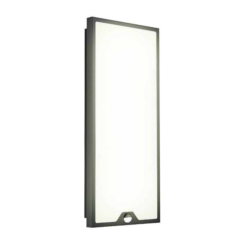 Schwarze moderne Außen Wandleuchte mit Bewegungsmelder Stahl, Lydian, 18,5W, 3000K LED, IP44 Schwarze moderne Außen Wandleuchte mit Bewegungsmelder Stahl, Lydian, 18,5W, 3000K LED, IP44