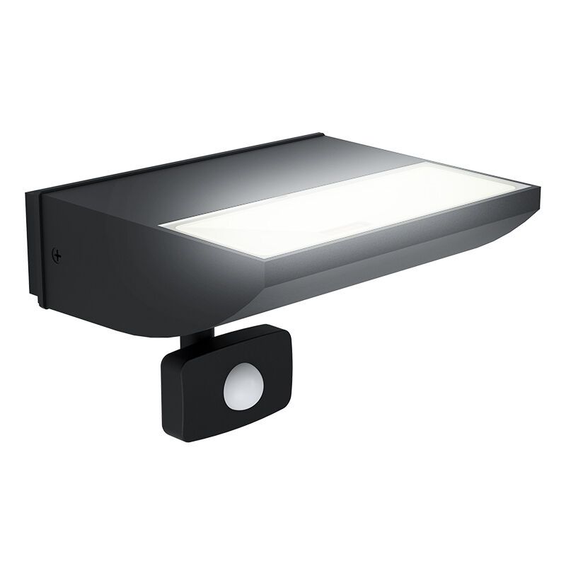 Schwarze moderne Außen Wandleuchte mit Bewegungsmelder Aluminium, Samuel, 10,5W, 3000K LED, IP44