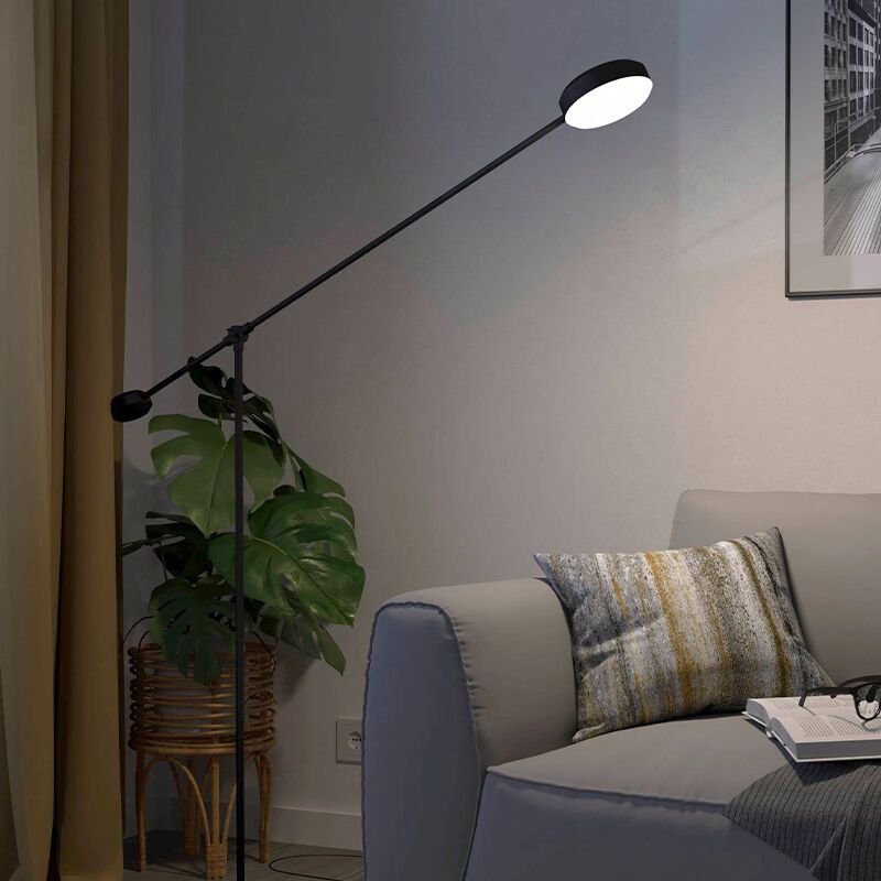 Schwarze moderne Leselampe Stehlampe Aluminium, Thies, 24W, 3000K LED, 3-stufig dimmbar Schwarze moderne Leselampe Stehlampe Aluminium, Thies, 24W, 3000K LED, 3-stufig dimmbar