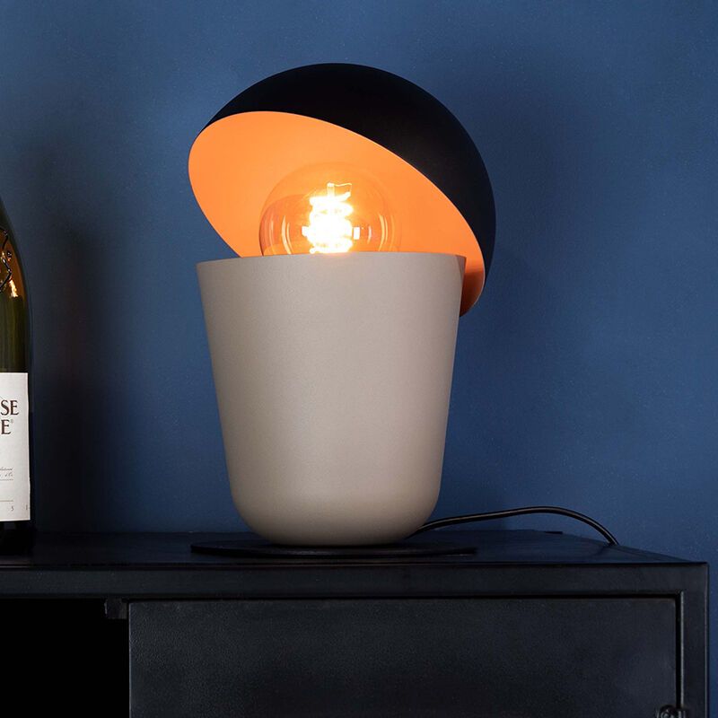 Taupe industrielle Tischleuchte Aluminium, Werner, mit Schalter