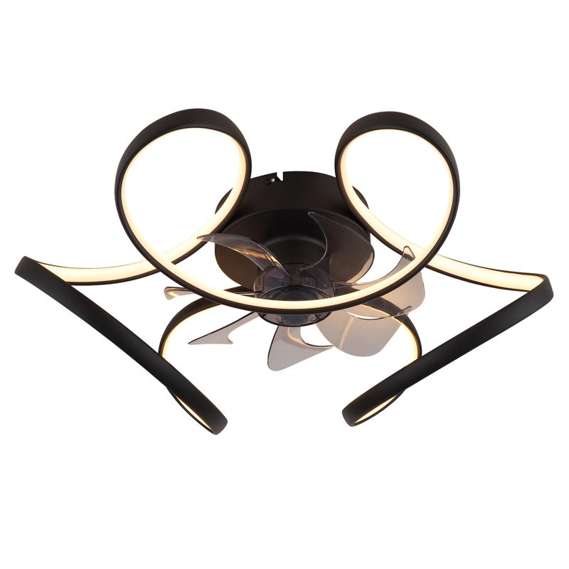 Schwarze design Deckenventilator Kunststoff, Joske, 40W, warm- bis kaltweiß einstellbare LED, mit Fernbedienung