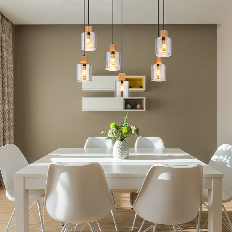 Schwarze Pendelleuchte Rauchglas, Abelon