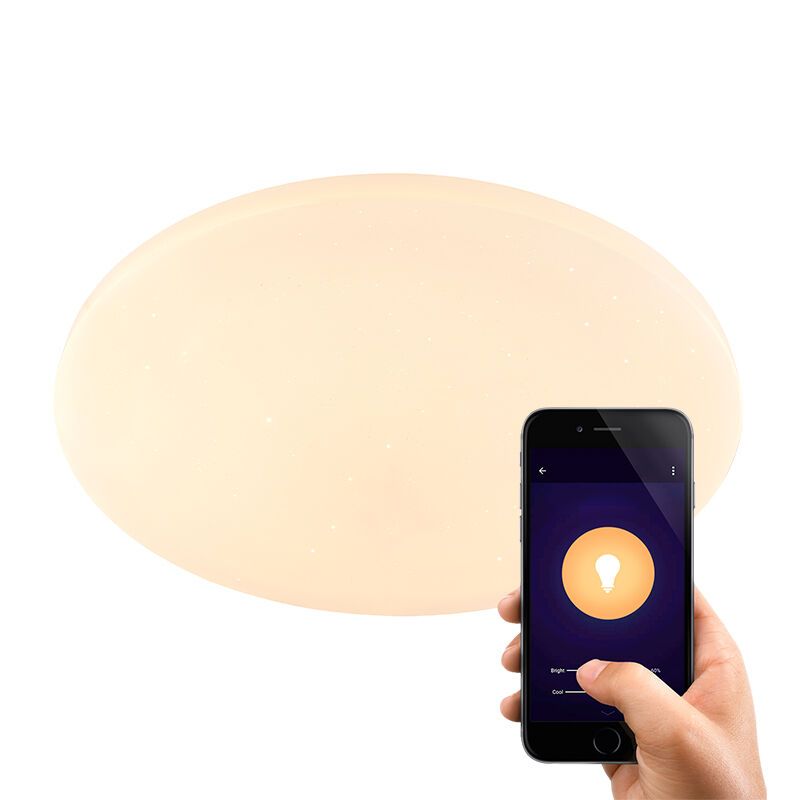 Weiße moderne Smart Deckenleuchte Metall, Helena, 30W, warm- bis kaltweiß einstellbare LED