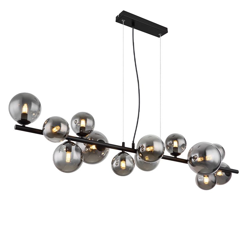 Schwarze Pendelleuchte Esszimmer Rauchglas, Melinda Schwarze Pendelleuchte Esszimmer Rauchglas, Melinda