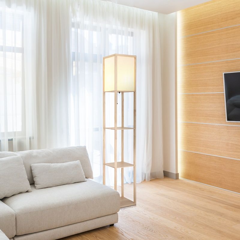 Holz Stehlampe Landhaus, Tessel, mit Zugschalter