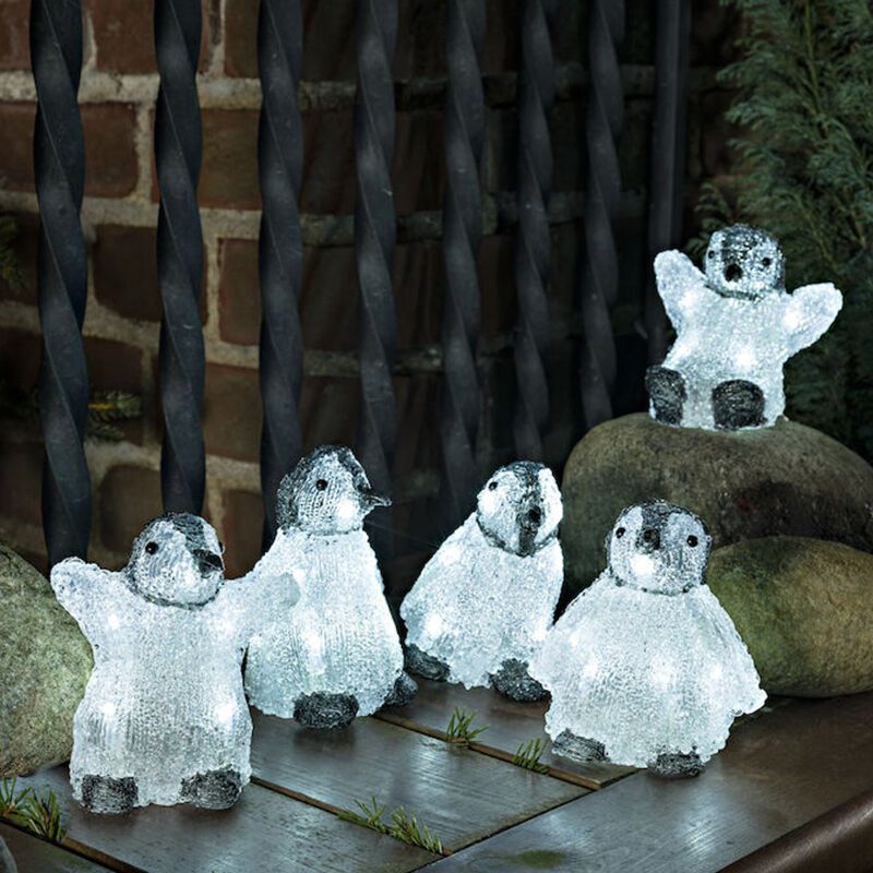 LED Pinguine, 3D Weihnachtsmotive - 5er Set, für den Innen- und Außenbereich