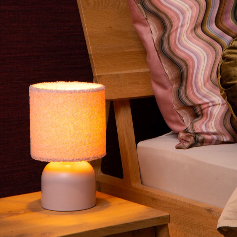 Rosa Tischleuchte Vintage, Woolly, mit Schalter Rosa Tischleuchte Vintage, Woolly, mit Schalter