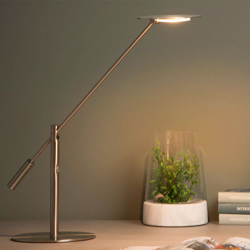 Chrom Schreibtischlampe Modern, Anselmo, 9W, 3000K LED, mit Touch-Dimmer
