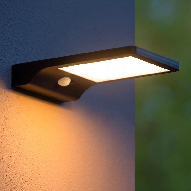 Schwarze Außen Wandleuchte mit Bewegungsmelder Modern, Basic, 3W, 2700K LED, IP44