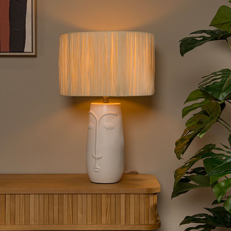 Keramik Tischleuchte Weiß, Viso, mit Schalter Keramik Tischleuchte Weiß, Viso, mit Schalter